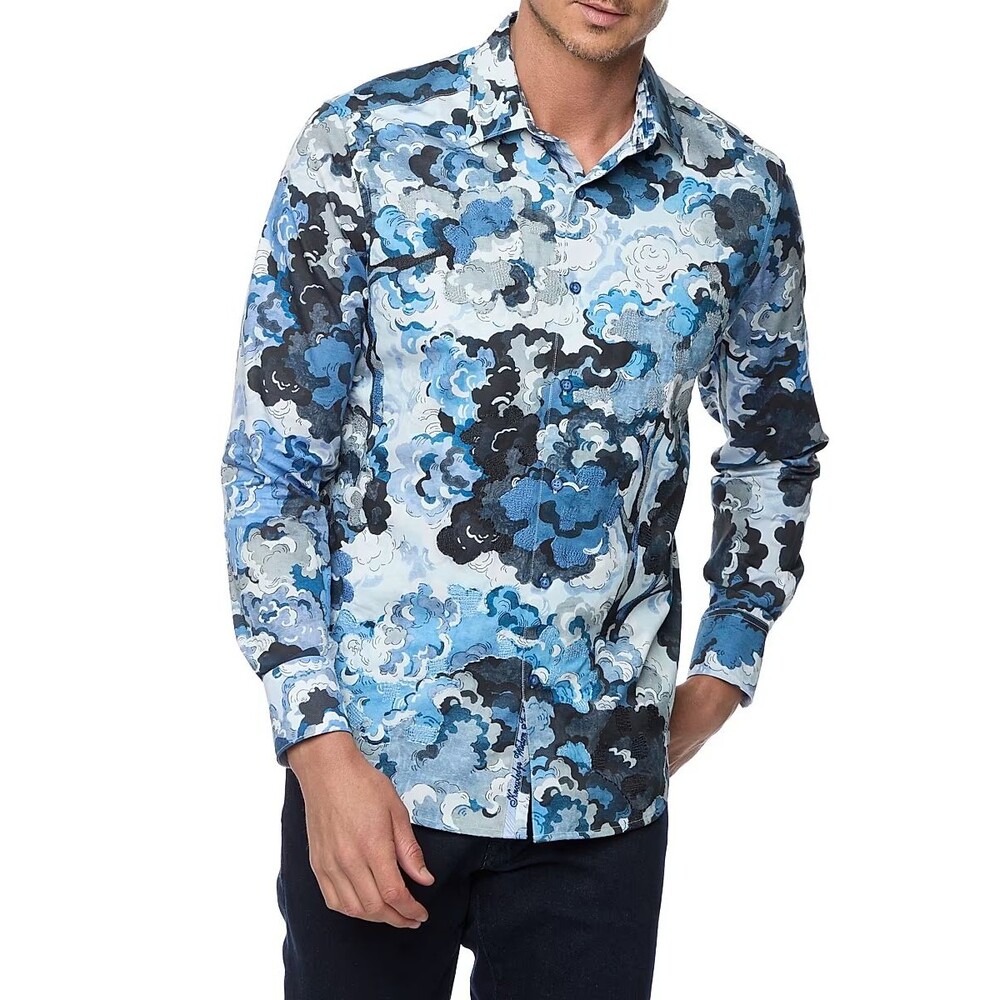 ROBERT GRAHAM Shirt Mens Medium Blue Floral Classic Fit Button Up IPSWICH $348